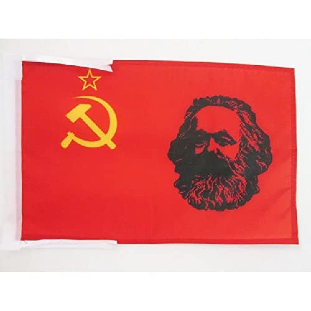 AZ FLAG - USSR with Marx Flag - 18'' x 12'' - 100% Polyester Marxism Small Banner with Two Cords - Fade Resistant - Vivid Colors - 18x12 in - 45x30 Cm