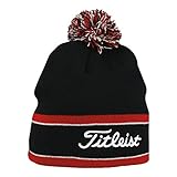 Titleist Golf Pom Pom Winter Beanie Stocking Hat Cap (Black/Red)