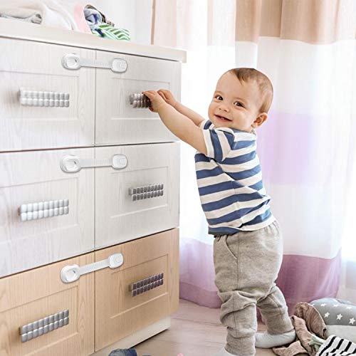 Cabinet Locks Child Safety Strap Locks (4+10 Pack) Adjustable Baby Locks for Cabinets, Fridge, Drawers, Dishwasher, Cupboard, Oven, No Drilling Needed