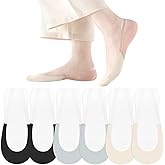FIYIGO No Show Socks with Invisible Sling Back Womens, 6 Pairs Low Cut Half Toe Topper Socks with Non-Slip Straps for Heels
