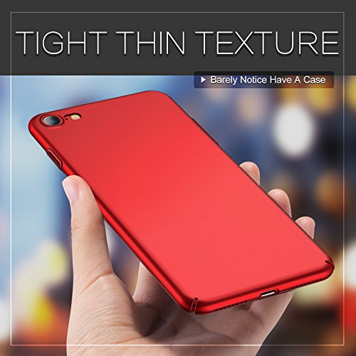 iPhone 8 Case with Screen Protector,iPhone 7 Case, HUMIXX Thin Sleek Fully Protective (Naked Phone Texture) Matt Finish Hard Case Cover for iPhone 7 iPhone 8[Skin Series] (Red)
