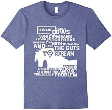 Mens Beware I Milk Cows I Own Pitchforks T Shirt 2XL Heather Blue