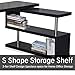 HOMCOM 360 Degree Rotating Corner Computer Desk, L Shaped Desk, Home Office Workstation with 3-Tier Storage Shelves, Black