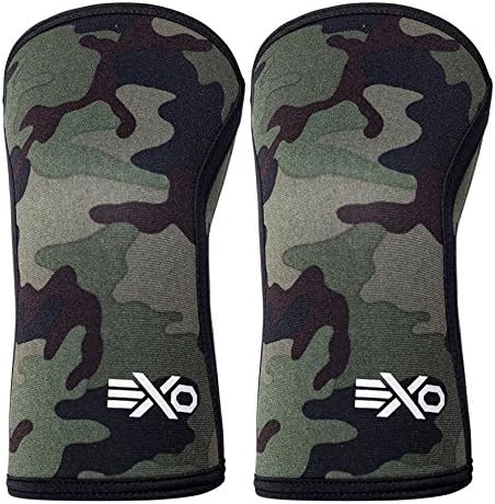 EXO Knee Sleeves Designed with Triple-Reinforcement and Anti-Microbial Neoprene, Sold as 1 Pair (Green Camo, M)