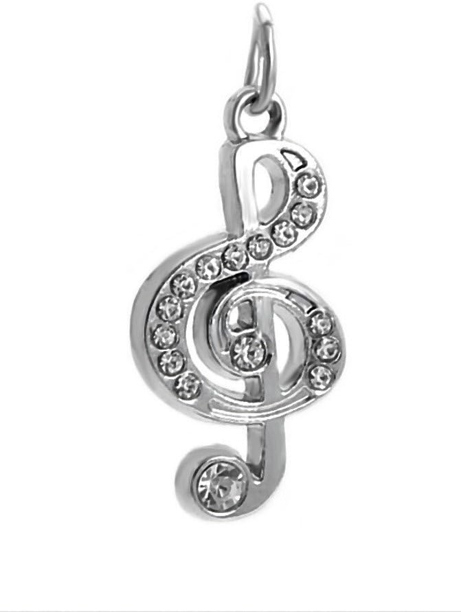 Dangle Music Note with Crystals Charm Bead for Bracelets