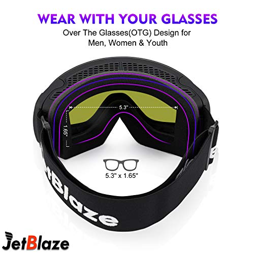 JetBlaze Ski Goggles, Magnet Snowboard Goggles (Silver) - Thumbnail 2