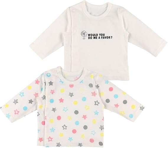 Amazon Co Jp 西松屋 2枚組天竺長袖tシャツ 英字 星ドット 新生児50 70cm 服 ファッション小物