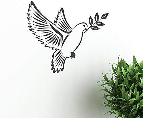 Dove of Peace with Olive Branch Sticker Vector Image Birds Peace Vinyl Wall Art Home Decoration Mural, Black