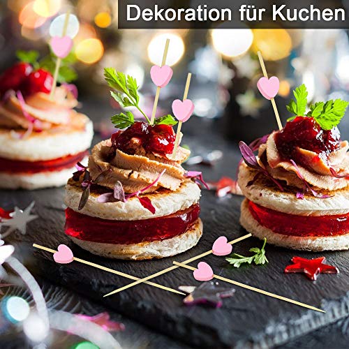 TANCUDER 100 Stück Cocktail-Sticks Holz Umweltliche Cocktailspieße Holz Cocktailstäbchen Handgefertigte Zahnstocher Rosa… – Bild 6