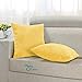 CaliTime Throw Pillow Covers Pack of 2 Ultra Soft Solid Color Corduroy Striped Decorative Cushion Cases for Couch Bed Sofa 20 X 20 Inches Bright Yellow