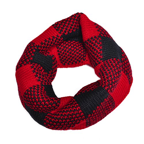 Lo Shokim Winter Fashion Plaid Knitted Circle Scarf Neck Warmer