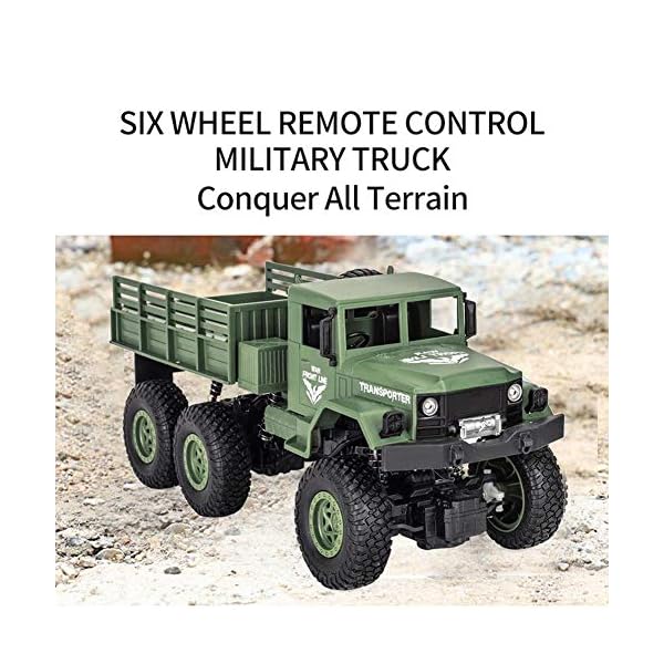 fllyingu Ferngesteuerter LKW, 2,4 Ghz 4WD Off Road RC Militär LKW Transporter mit Licht, wiederaufladbare 1:18… – Bild 3