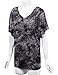 LL WT1116 Womens V Neck Short Sleeve Tie Dye Drape Dolman Top XXXL BLACK