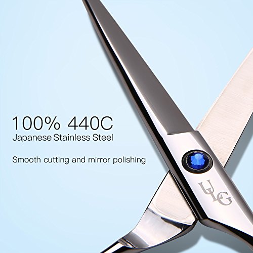 Hair Cutting Scissors Shears Professional Barber ULG Hairdressing Scissor Salon Razor Edge Hair Cutting Shear Japanese Stainless Steel Fine with Detachable Finger Ring 6.5 inch