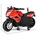 Costzon Kids Police Motorcycle, 6V Electric Battery Powered Ride On Bike w/ Training Wheels, Police Lights & Siren Sound, Headlights & Music, Pedal, Rechargeable Electric Toy for Boys & Girls (Red)