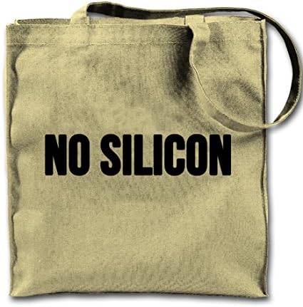 No Silicon Cool Funny Motivational Natural Canvas Tote Bag, Cloth Shopping Shoulder Bag