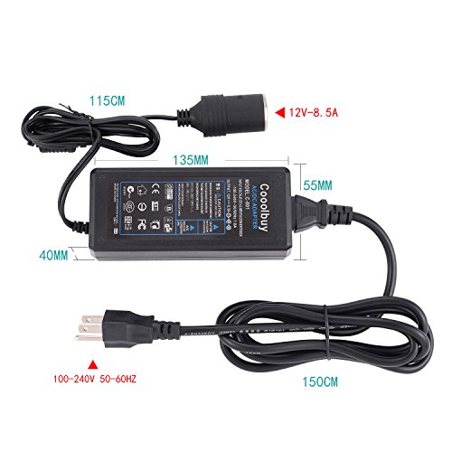 AC to DC Converter, Cooolbuy 8.5A 102W 110-220V to 12V Car Cigarette Lighter Socket AC/DC Power Supply Charging Adapter