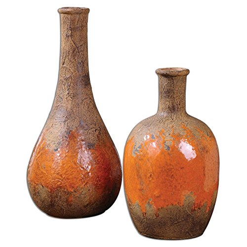 Amazon Com Intelligent Design Sunrise Pottery Vases Set Rustic