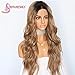 SAPPHIREWIGS Black Dark Roots Ombre Brown Color Women Gift Daily Makeup Fashion Blogger Celebrity Wedding Party Synthetic Lace Front Wigs