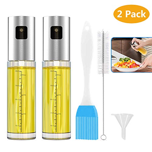 GeeRic Oil Sprayer for Cooking 3.4 Ounce Capacity Food-grade Glass Bottle 2 Pcs Vinegar Mist Spray Dispenser for Cooking BBQ Salad with Oil Funnel Basting Brush & Cleaning Brush - Thumbnail 7