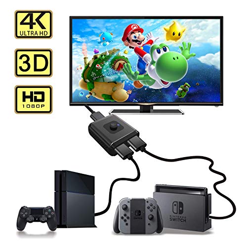 HDMI Switch HDMI Splitter, Wenter Aluminum HDMI Switcher Bidirectional 2 in 1 Out or 1 in 2 Out Manual HDMI Switcher Supports HD 4K 3D for HD TV/Blu-Ray Player/Fire Stick/Xbox / PS3 / PS4 - Thumbnail 6