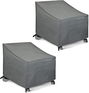 Patio Watcher Adirondack Chair Cover, Patio Waterproof Grey Durable Outdoor Lawn Patio Furniture Covers, Set of 2