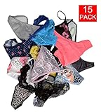 Abclothing Pack of 15 Cotton Lace G-string Sexy Lingerie T-back Thongs Panties Assorted Color L