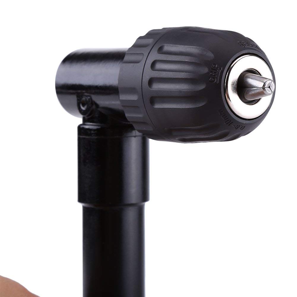 Gocheer Schnellspann Bohrfutter (0,8-10 mm), 90° rechtwinkliger Bohradapter aus Aluminium und Stahl mit Biegungsverlängerung, Sechskantbohradapter