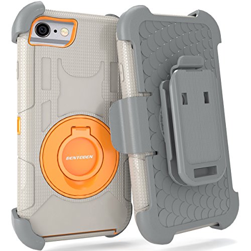 iPhone 6S cases, iPhone 6 case, BENTOBEN [Soft&Hard][Belt Clip][Holster] Shockproof Heavy Duty Hybrid Rugged Protective Case for iPhone 6/6S 4.7 Inch (No Screen Protector), Grey/Orange