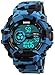 Fanmis Men's Digital LED Sports Watch Waterproof Electronic Casual Military Wrist Camouflage Blue Strap Boys Watch With Silicone Band Luminous Army Watches