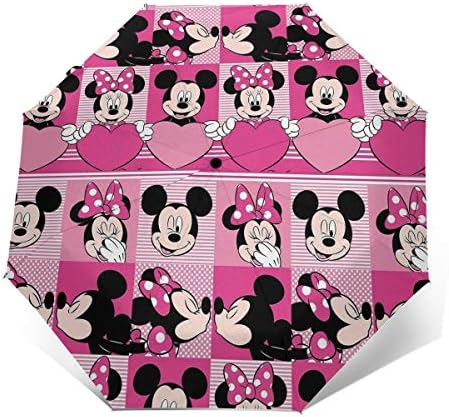 Windproof Travel Umbrella Mickey Minnie Love Compact Folding Umbrella Automatic Open/Close