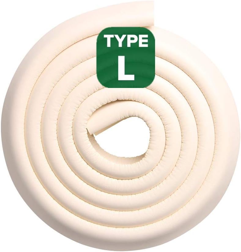 Baby Proofing Safe Edge & Corner Guards Cushion 6.5 ft - Thickened Child Safety Furniture Bumper & Table Protectors. Pre-Taped Corners. (Oyster White Color)