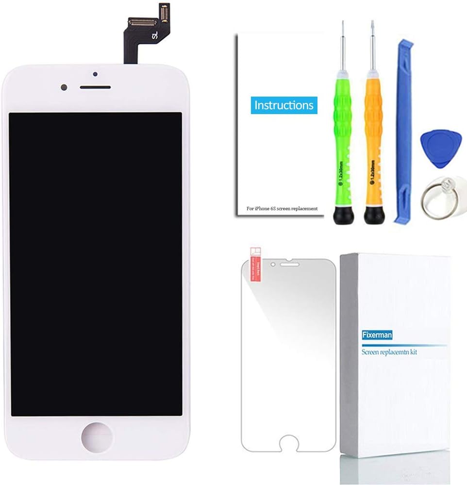 Fixerman iPhone 6S Screen Replacement White LCD Display Touch Screen Digitizer Frame Assembly Full Set with Repair Kit Tools for iPhone 6S 4.7 inch(White)