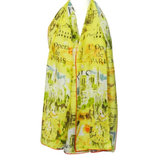 Wrapables Luxurious 100% Charmeuse Silk Long Scarf with Hand Rolled Edges, French Sights