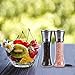 Premium Salt and Pepper Grinder Set of 2- Brushed Stainless Steel Professional Pepper Mill and Salt Mill 5 Grade Precision Ceramic Rotor With Clear 7.5Inch Tall Glass Bottle Hold 6 Oune Spice