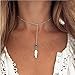 Doinshop Women Chain Pendant Statement Bohemian Turquoise Feather Tassel Necklace