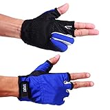 Sougayilang 3 Low-cut Fingers Skidproof Fishing Gloves Anti Slip Fishing Rod Tackle Gloves Outdoor Sports (Blue)