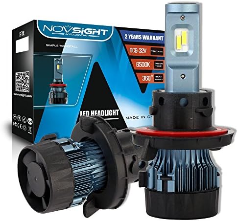 NOVSIGHT H13 LED Headlight Hi/Lo Beam Bulbs 10000LM(5000LMx2) 60W(30Wx2) 6500K Cool White 2 Year Warranty