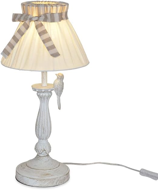 Karmiqi Bird Table Lamp Mid Century Bedside Nightstand Lamp Fabric Bell Shade For Bedrooms Living Rooms Side Tables Bulb Included Amazon Co Uk Lighting