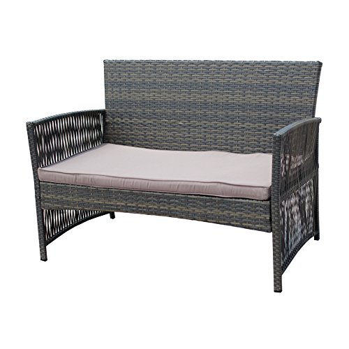 IDS Home MLM-16403 Brown Color Patio Furniture Coversation Set with Glass Coffee Table