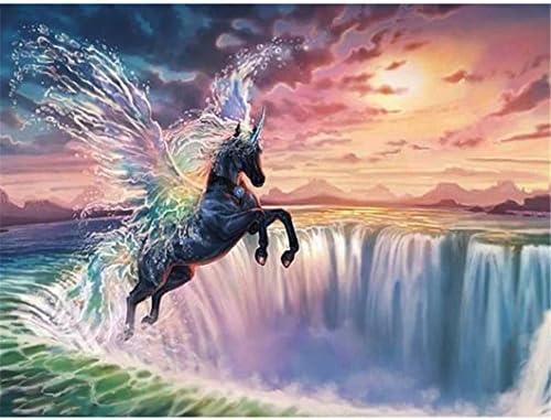 Mazixun Full Square Drill 5D DIY Diamond Embroidery Horse In Waterfall Diamond Painting Cross Stitch Rhinestone Mosaic Decor