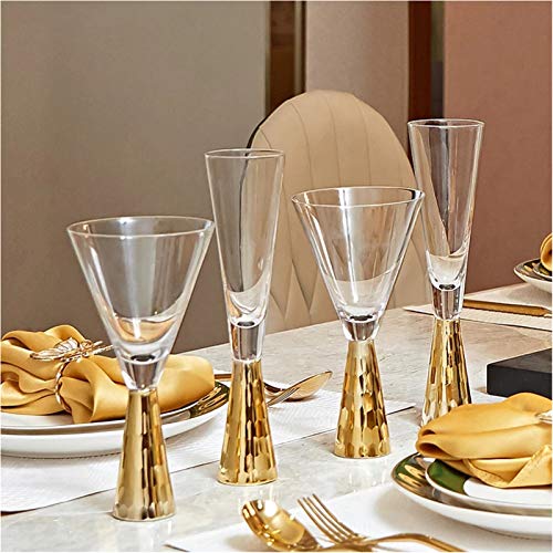 KJGHJ Weingläser aus Glas, goldfarben, Familienfeier, Champagnergläser, Bar, Whiskey, Cocktailgläser, Martinigläser… – Bild 4