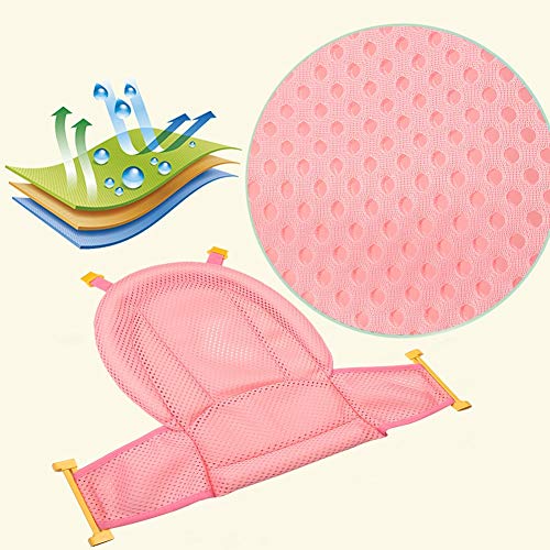 Baby Bath Net Antiskid Hammock Newborn Bath Support Mesh Seat for Bathtub (Color : Pink) - Thumbnail 3
