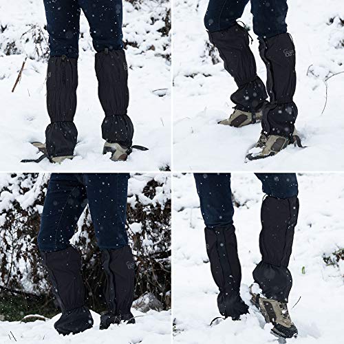 IDAND Waterproof Gaiters for Hiking Snow Gaiters Snow Leg Gaiters Snow Boot Gaiters Anti-Tear Oxford Fabric Outdoor Waterproof Snow Shoes for Outdoor Hiking Walking Hunting Climbing Mountain (Black)