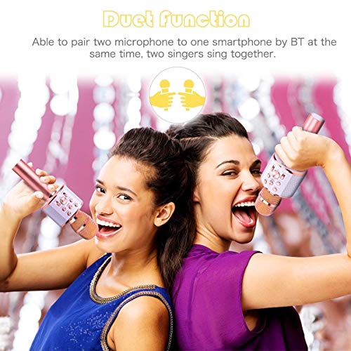 Wireless Karaoke Microphone 3 in 1 - Microphone, Recorder, Speaker, Bluetooth Karaoke Player with Multi-Color LED Lights, Compatible with Android & iOS Devices