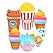 Slow Rising Jumbo SQUISHIES SET PACK of 7 - Cat Bear Donuts, Frappuccino, Popcorn， Ice Cream X2 & Donuts X2, Kawaii Squishy Toys or Stress Relief Toys PLUS BONUS Sticker Come With the Squishy for Gift