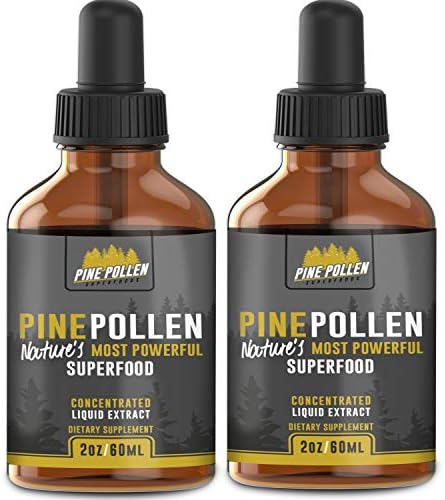 Pine Pollen Tincture - 2 Pack - Extra Strength Liquid Tincture Extract - Alcohol Free - Testosterone