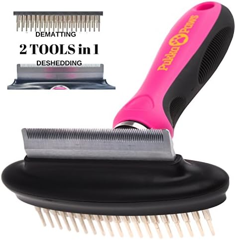 Deshedding Tool and Pet Grooming Dog Brush - 2 in 1 Shedding Blade Comb and Undercoat Dematting Rake Easily Removes up to 90% in Minutes Suitable For Cats & Dogs
