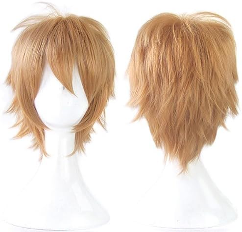 CaseEden (Case Eden) PSYCHO-PASS psychopaths Kagashu star sissy pedal blue Yagiichi K ten bundles Tatara Dangan refute Togami White Nights seedlings Makoto Cosplay Wig heat short 35cm Light Brown Brown Blonde Gold golden blonde & White Mel Choi wig net two set (black and skin color)