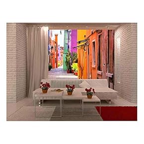Colorful Street in Burano Near Venice Italy